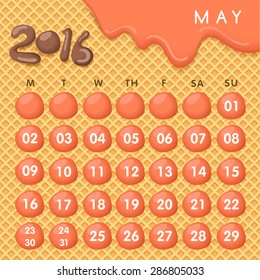 2016 Calendar In Wafer Background