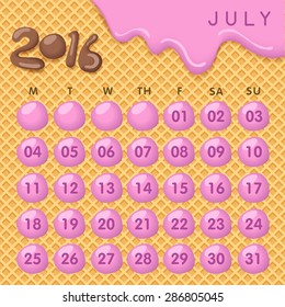 2016 Calendar In Wafer Background