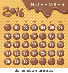 2016 Calendar In Wafer Background