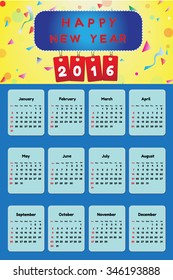 2016 calendar weeks start from Sunday