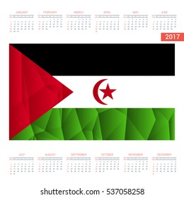 2016 Calendar. Western-Sahara Country Flag. Happy new Year calendar template. Vector illustration