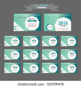 2016 calendar.Desk Calendar 2016. Vector Design Template with abstract pattern. vector illustration