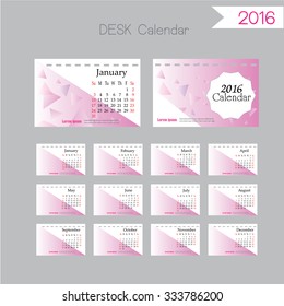 2016 calendar.Desk Calendar 2016. Vector Design Template with abstract pattern. vector illustration

