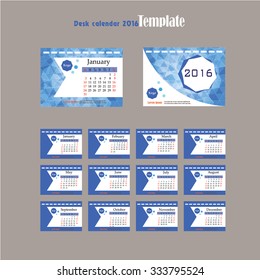 2016 calendar.Desk Calendar 2016. Vector Design Template with abstract pattern. vector illustration