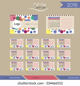 2016 calendar.Desk Calendar 2016. Vector Design Template with abstract pattern. vector illustration