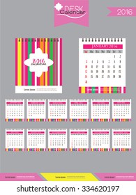 2016 calendar.Desk Calendar 2016. Vector Design Template with abstract pattern. vector illustration