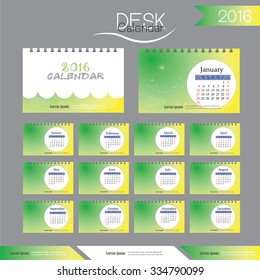 2016 calendar.Desk Calendar 2016. Vector Design Template with abstract pattern. vector illustration