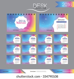 2016 calendar.Desk Calendar 2016. Vector Design Template with abstract pattern. vector illustration