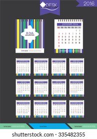 2016 calendar.Desk Calendar 2016. Vector Design Template with abstract pattern. vector illustration