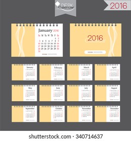 2016 calendar.Desk Calendar 2016. Vector Design Template with abstract pattern. vector illustration

