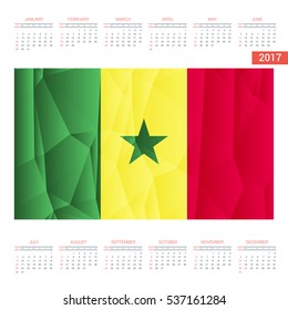 2016 Calendar.Senegal Country Flag. Happy new Year calendar template. Vector illustration