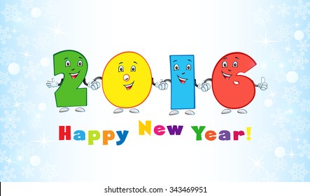 2016 celebrating colored animated numbers. 1, 2, 6, 16, 26, 12, 22, 11, 21, 61, 21, 10, 20, 60 years old for kids or friends, personified digits. Celebrating congratulating or kid's greetings.