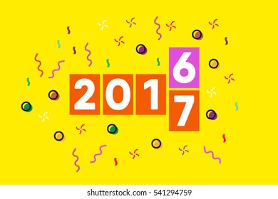 2016 Changes To 2017. New Year Digital Countdown Timers. 2017 Flipboard. Flat Design. Vector Illustration. Eps 10