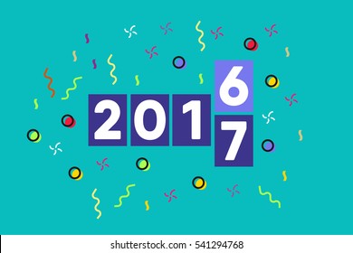 2016 changes to 2017. New year digital countdown timers. 2017 flipboard. Flat design. Vector illustration. eps 10