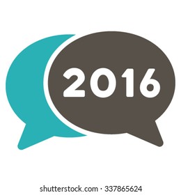 2016 Chat vector icon. Style is bicolor flat symbol, grey and cyan colors, rounded angles, white background.
