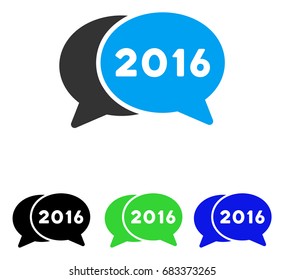 2016 Chat vector pictogram. Illustration style is a flat iconic colored symbol with different color versions.