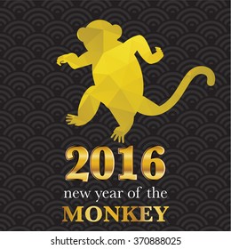 2016 Chinese Lunar New Year greeting card design. Zodiac Monkey