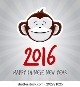 2016 Chinese New Year of the Monkey - Happy Chinese New Year Vector Design