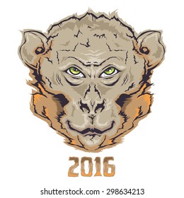 2016 Chinese New Year, monkey head holiday symbol