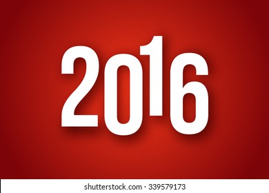 2016 Christmas Applique Background. 2016 Numbers with Soft Shadows on Red Background. Vector Illustration for Your Design.