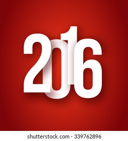 2016 Christmas Applique Background. 2016 Numbers with Soft Shadows on Red Background. Vector Illustration for Your Design.