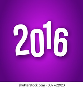 2016 Christmas Applique Background. 2016 Numbers with Soft Shadows on Purple Background. Vector Illustration for Your Design.