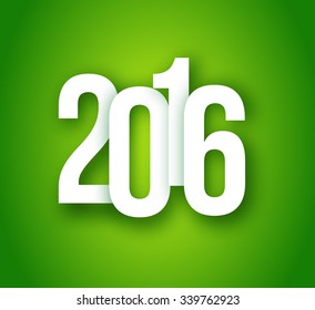 2016 Christmas Applique Background. 2016 Numbers with Soft Shadows on Green Background. Vector Illustration for Your Design.