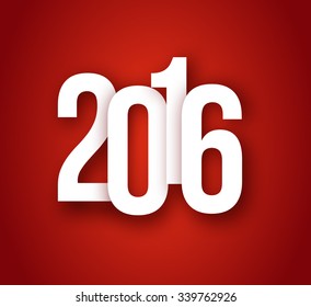 2016 Christmas Applique Background. 2016 Numbers with Soft Shadows on Red Background. Vector Illustration for Your Design.