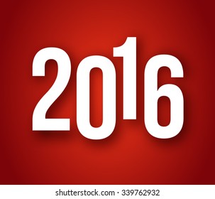 2016 Christmas Applique Background. 2016 Numbers with Soft Shadows on Red Background. Vector Illustration for Your Design.