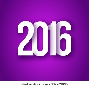 2016 Christmas Applique Background. 2016 Numbers with Soft Shadows on Purple Background. Vector Illustration for Your Design.