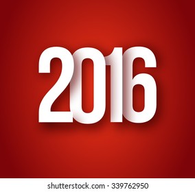 2016 Christmas Applique Background. 2016 Numbers with Soft Shadows on Red Background. Vector Illustration for Your Design.