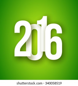 2016 Christmas Applique Background. 2016 Numbers with Soft Shadows on Green Background. Vector Illustration for Your Design.