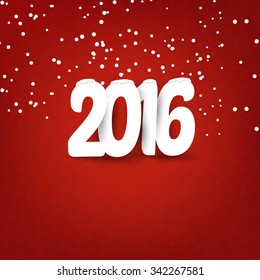 2016 Christmas Applique Background. 2016 Numbers with Soft Shadows on Red Background. Vector Illustration for Your Design.