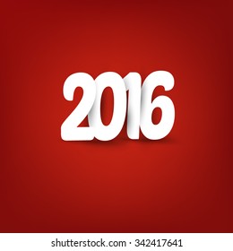 2016 Christmas Applique Background. 2016 Numbers with Soft Shadows on Red Background. Vector Illustration for Your Design.