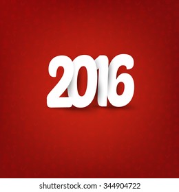 2016 Christmas Applique Background. 2016 Numbers with Soft Shadows on Red Background. Vector Illustration for Your Design.