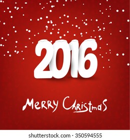 2016 Christmas Applique Background. 2016 Numbers with Soft Shadows on Red Background. Vector Illustration for Your Design.