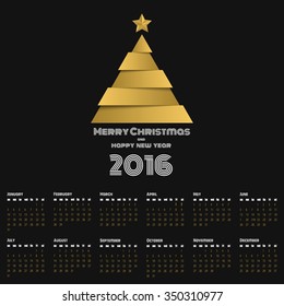 2016 Christmas calendar. Vector Illustrator