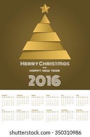 2016 Christmas calendar. Vector Illustrator