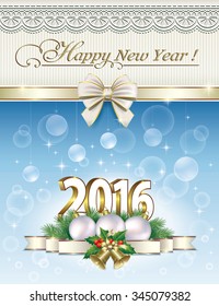 2016 Christmas card with balls and bells.