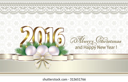2016 Christmas card with balls and ornaments.