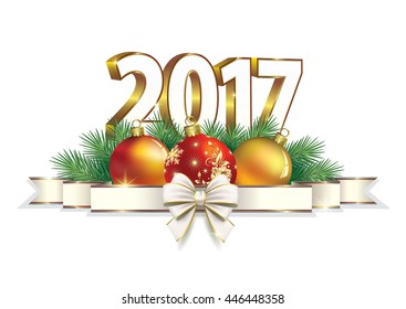 2016 Christmas card with balls and ornaments.