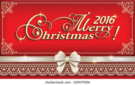 2016 Christmas card with decorations and bow