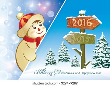 2016 Christmas card with a snowman
