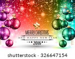 2016 Christmas and Happy New Year Party flyer. Complete layout with space for text for your dinner invitation, xmas parties or new year