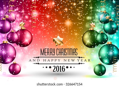 2016 Christmas And Happy New Year Party Flyer. Complete Layout With Space For Text For Your Dinner Invitation, Xmas Parties Or New Year's Eve Party Flyer.