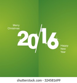 2016 Christmas New Year white green background