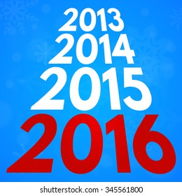 2016, chronology. Winter, cold background. 