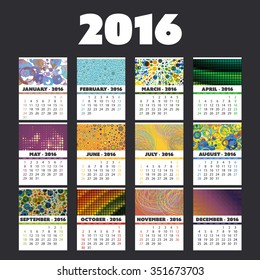 2016 Colorful Calendar Design With Different Backgrounds For Every Month