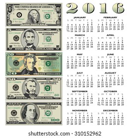2016 Creative financial calendar for print or web
