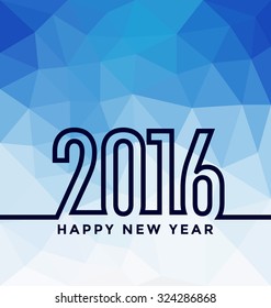 2016 - Creative Line Design on Geometric Blue Background - Happy New Year